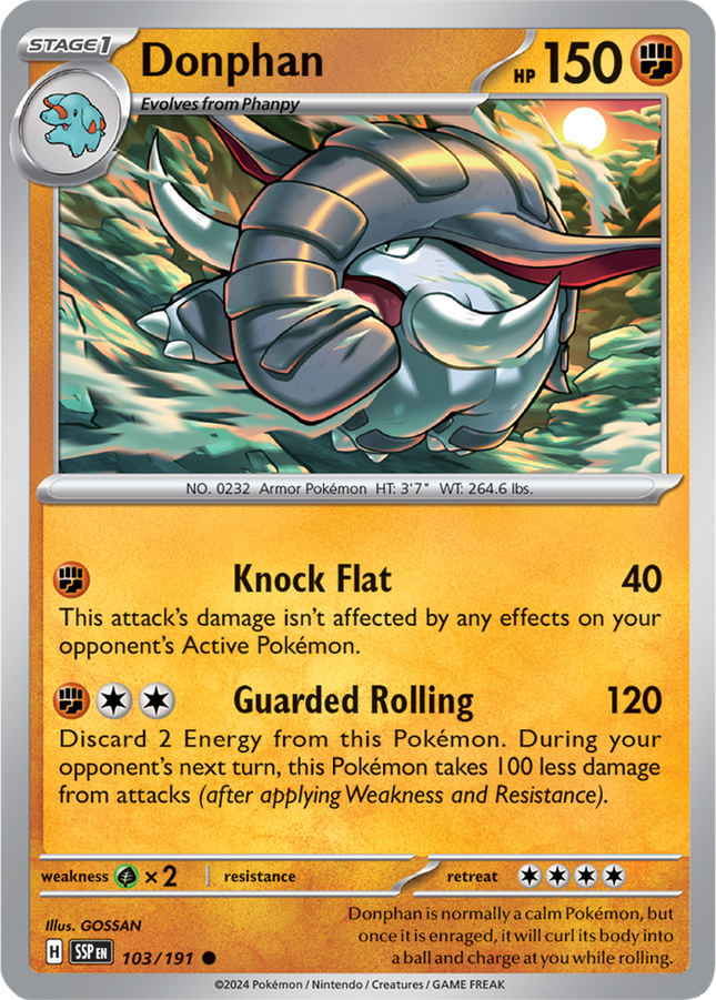 Donphan 103/191 Non-Holo Surging Sparks Pokemon Card