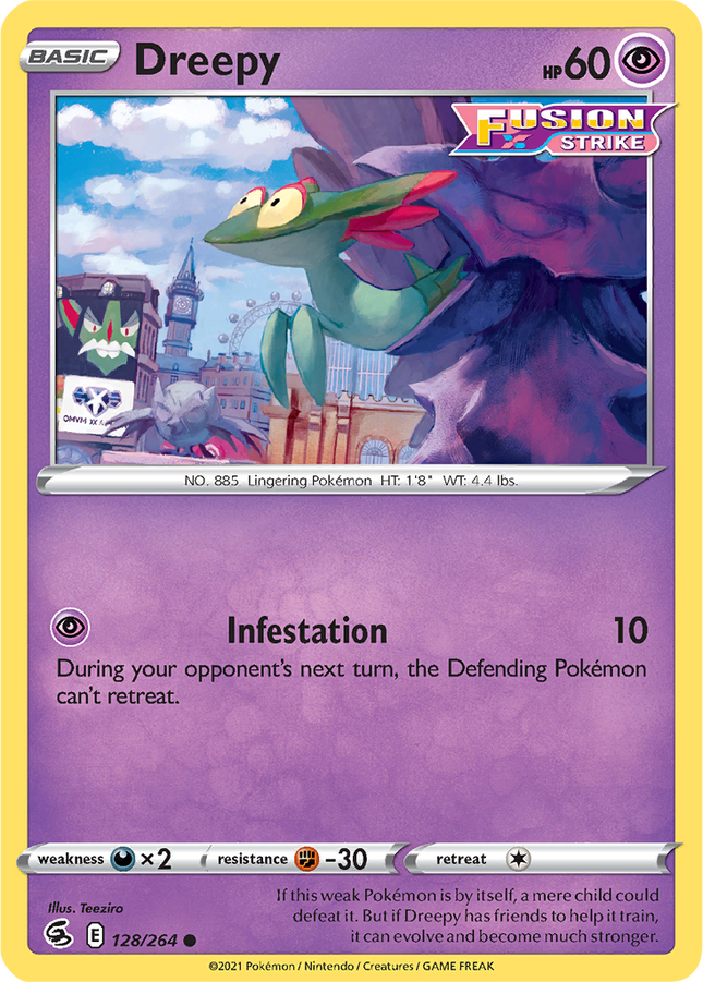 Dreepy 128/264 Reverse Holo Fusion Strike Pokemon Card
