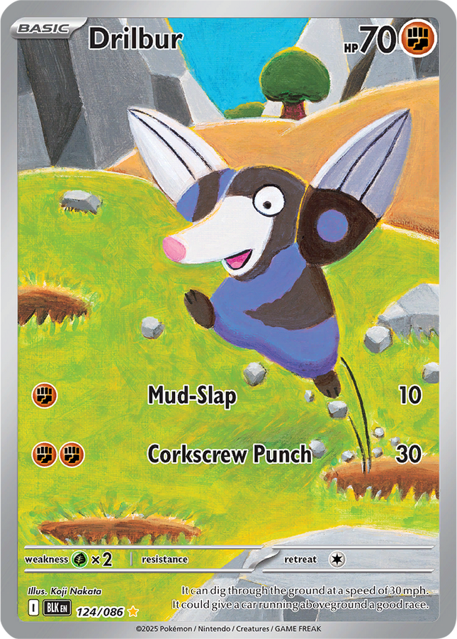 Drilbur 124/086 Illustration Rare Black Bolt Pokemon Card