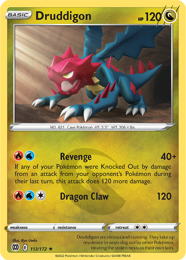 Druddigon 113/172 Reverse Holo Brilliant Stars Pokemon Card
