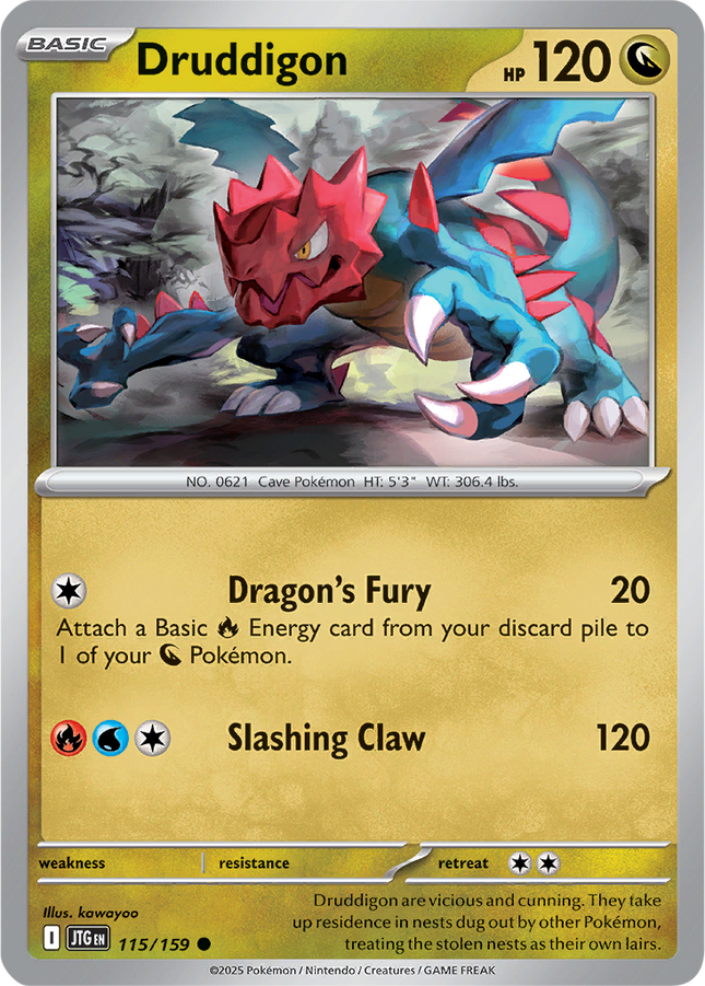 Druddigon 115/159 Reverse Holo Journey Together Pokemon Card