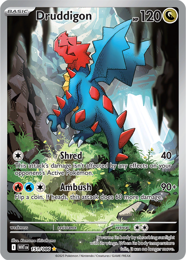 Druddigon 151/086 Illustration Rare White Flare Pokemon Card