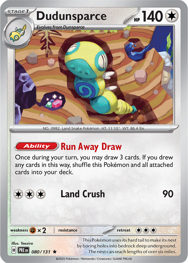 Dudunsparce 080/131 Poké Ball Reverse Holo Prismatic Evolutions Pokemon Card