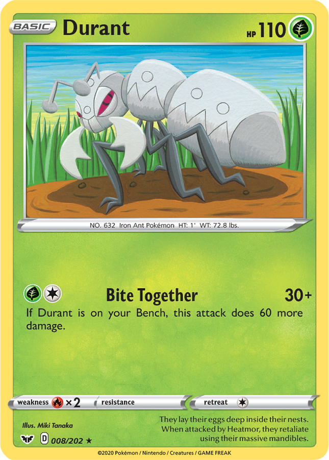 Durant 008/202 Non-Holo Sword & Shield Base Set Pokemon Card