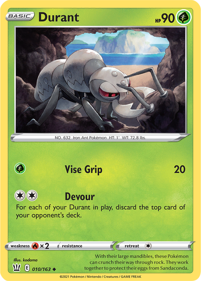 Durant 010/163 Non-Holo Battle Styles Pokemon Card