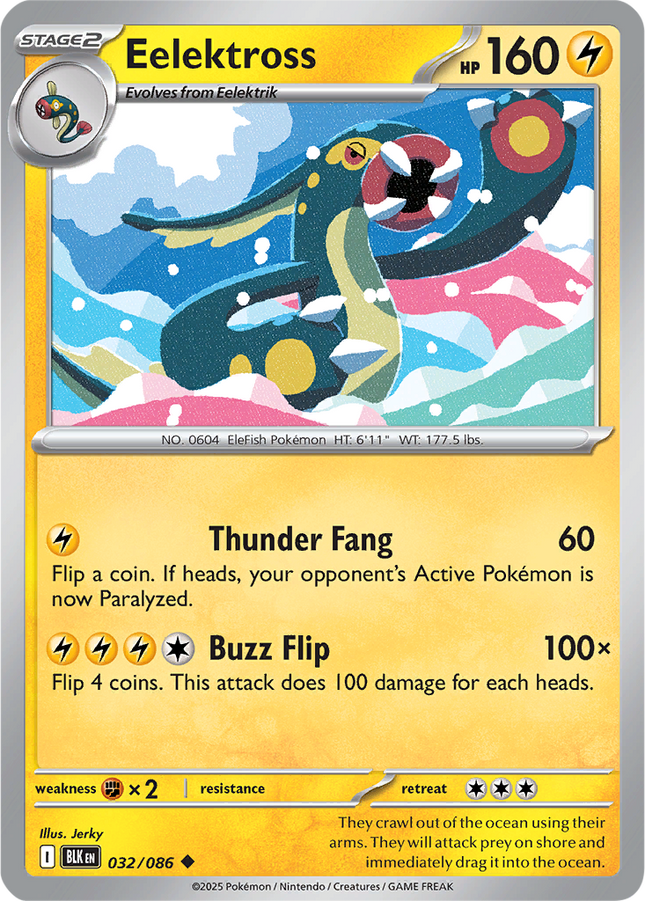 Eelektross 032/086 Master Ball Reverse Holo Black Bolt Pokemon Card