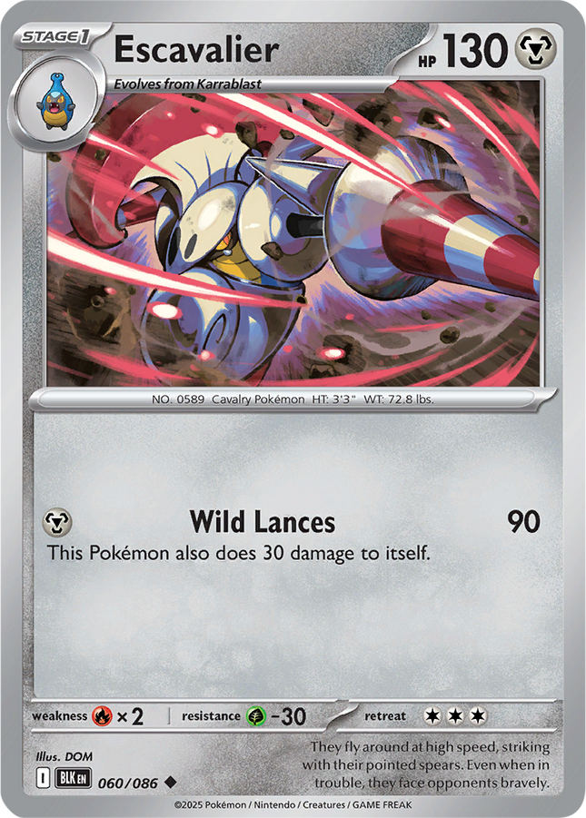 Escavalier 060/086 Non-Holo Black Bolt Pokemon Card