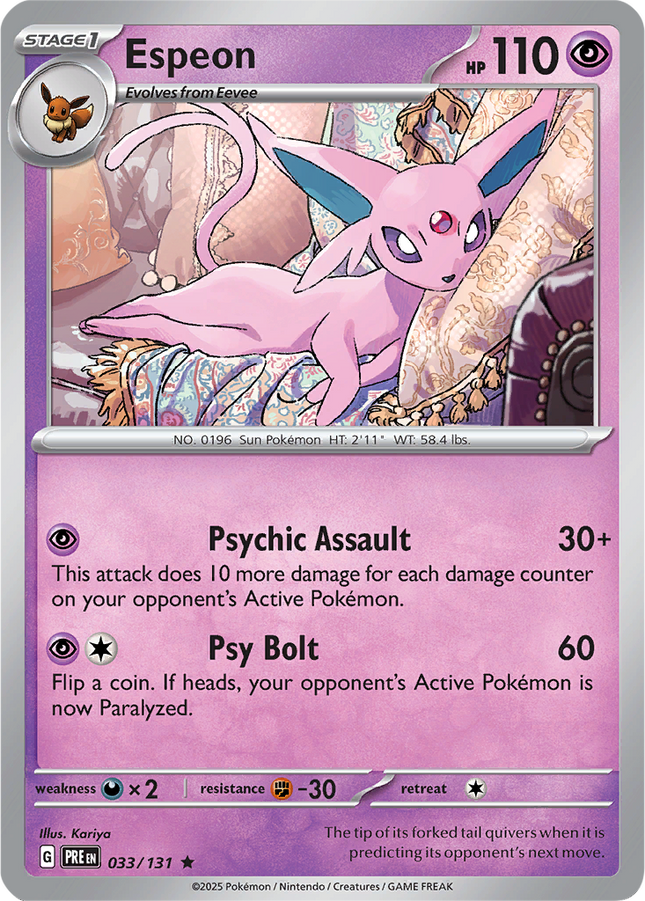 Espeon 033/131 Holo Prismatic Evolutions Pokemon Card