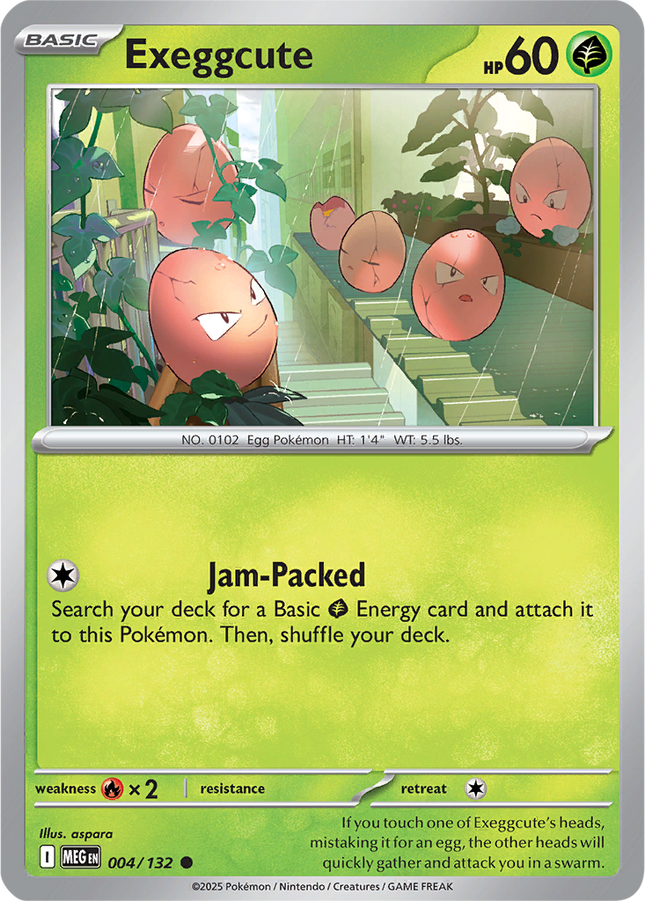 Exeggcute 004/132 Reverse Holo Mega Evolution Pokemon Card