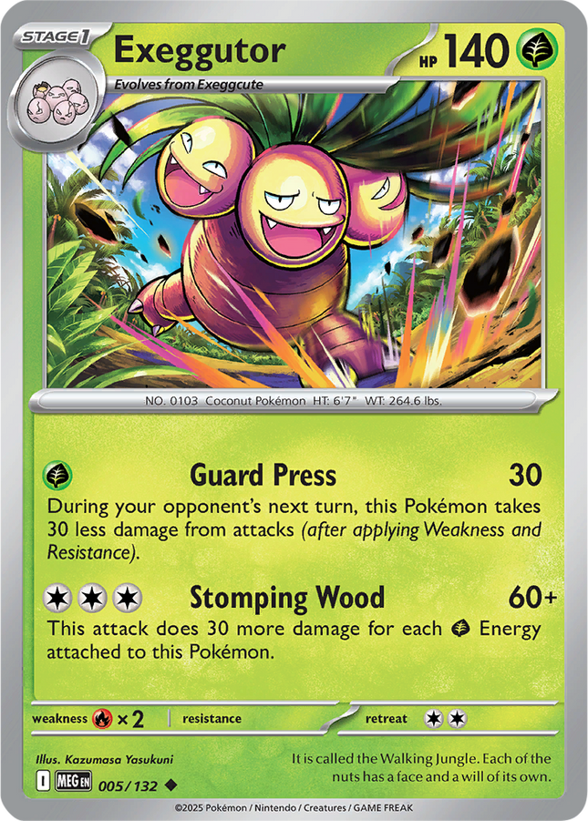 Exeggutor 005/132 Reverse Holo Mega Evolution Pokemon Card