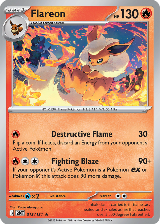 Flareon 013/131 Poké Ball Reverse Holo Prismatic Evolutions Pokemon Card