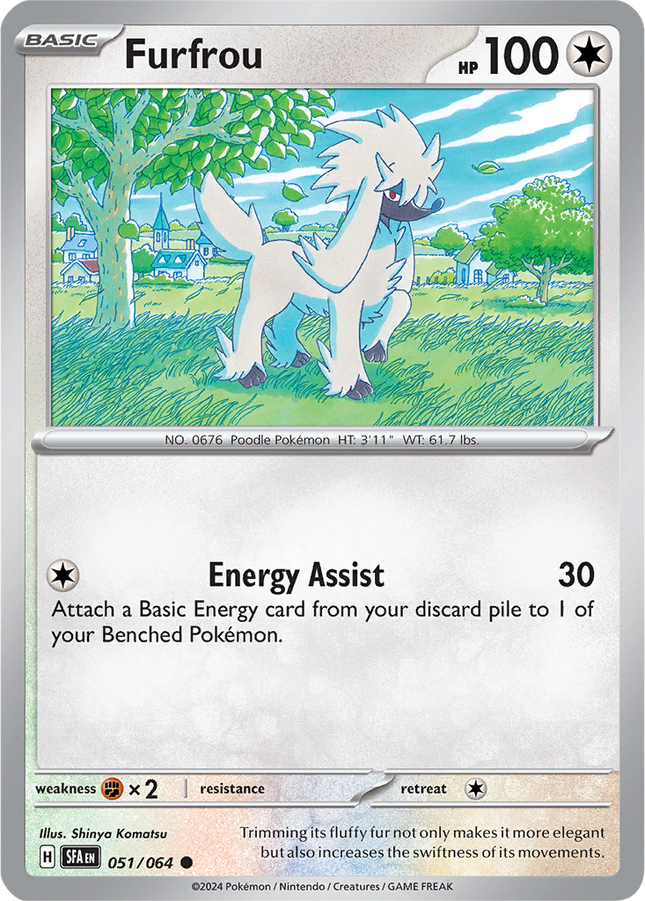 Furfrou 051/064 Reverse Holo Shrouded Fable Pokemon Card