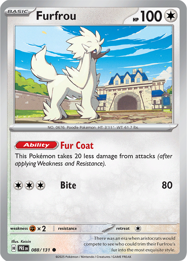 Furfrou 088/131 Reverse Holo Prismatic Evolutions Pokemon Card
