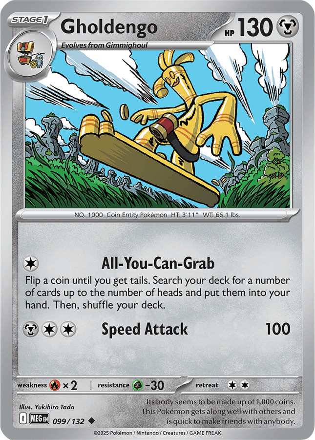 Gholdengo 099/132 Reverse Holo Mega Evolution Pokemon Card