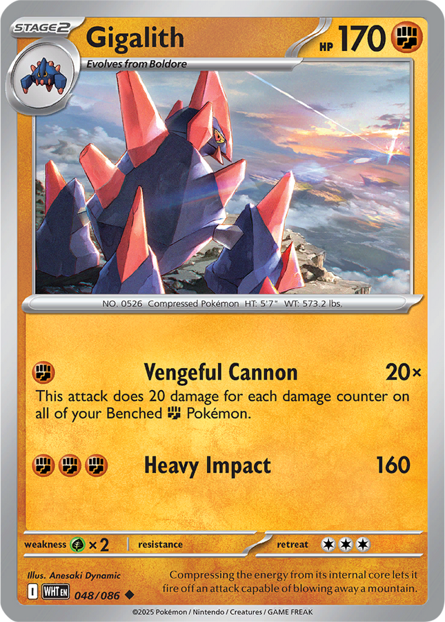 Gigalith 048/086 Reverse Holo White Flare Pokemon Card