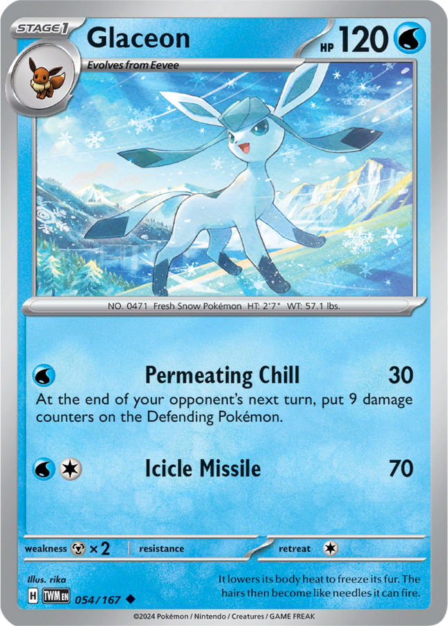 Glaceon 054/167 Reverse Holo Twilight Masquerade Pokemon Card