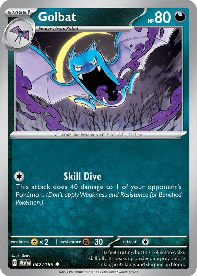 Golbat 042/165 Non-Holo 151 Pokemon Card