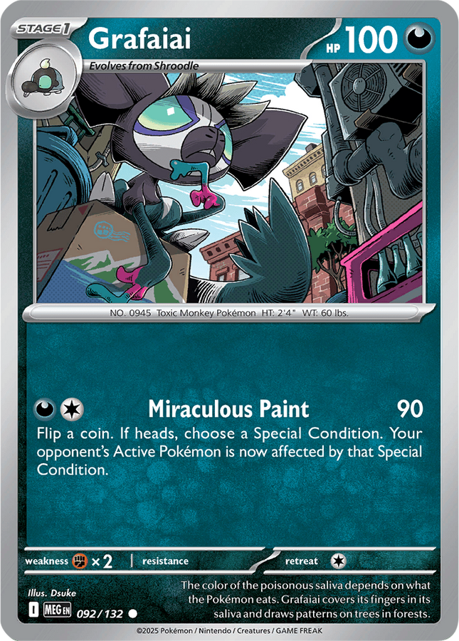 Grafaiai 092/132 Reverse Holo Mega Evolution Pokemon Card
