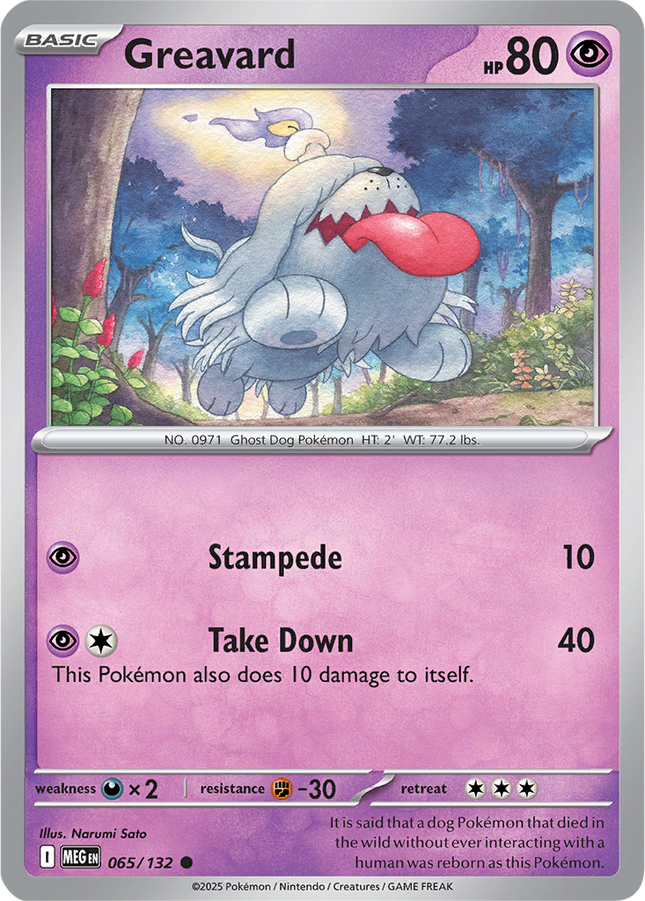 Greavard 065/132 Reverse Holo Mega Evolution Pokemon Card