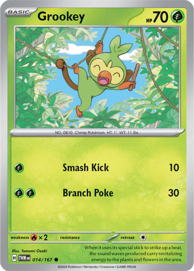 Grookey 014/167 Reverse Holo Twilight Masquerade Pokemon Card