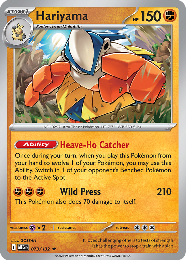 Hariyama 073/132 Reverse Holo Mega Evolution Pokemon Card