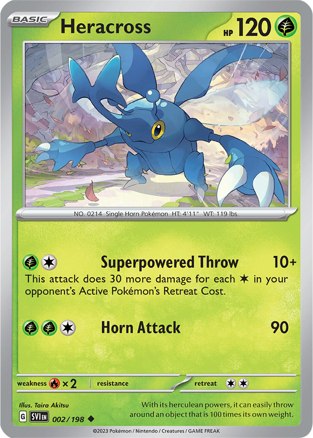 Heracross 002/198 Non-Holo Scarlet & Violet Base Set Pokemon Card