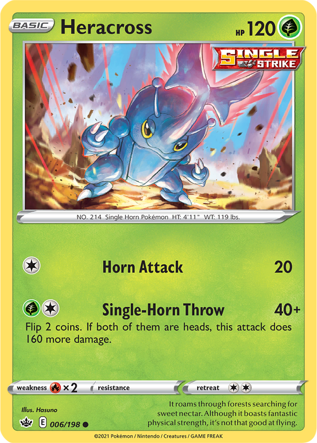 Heracross 006/198 Reverse Holo Chilling Reign Pokemon Card