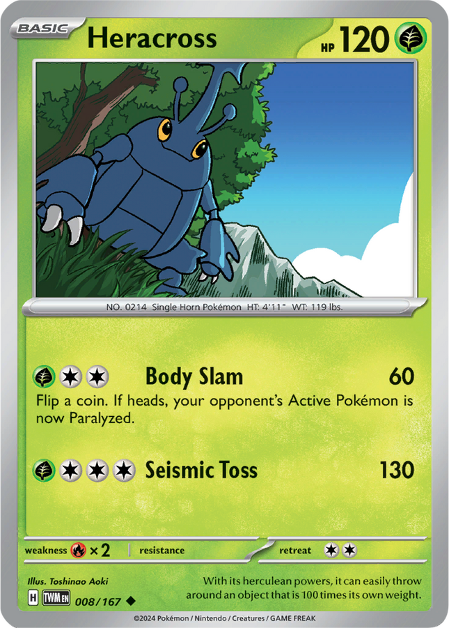 Heracross 008/167 Reverse Holo Twilight Masquerade Pokemon Card