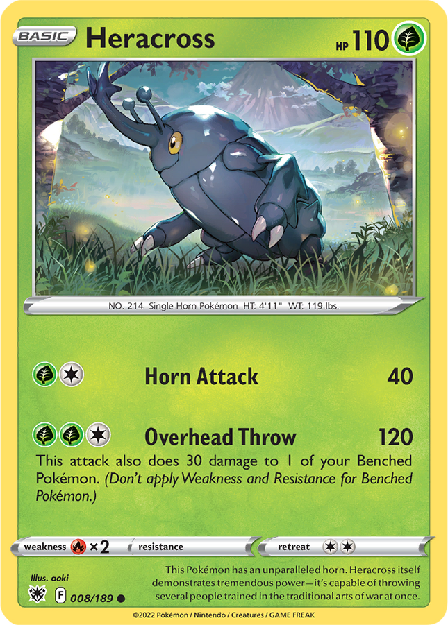 Heracross 008/189 Non-Holo Astral Radiance Pokemon Card