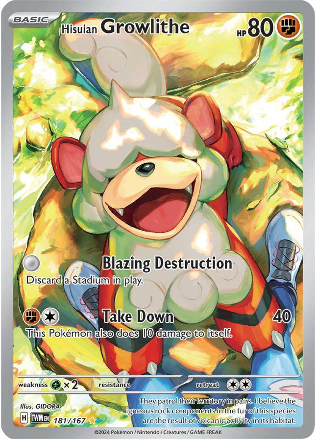 Hisuian Growlithe 181/167 Illustration Rare – Twilight Masquerade Expansion | Pokémon TCG English