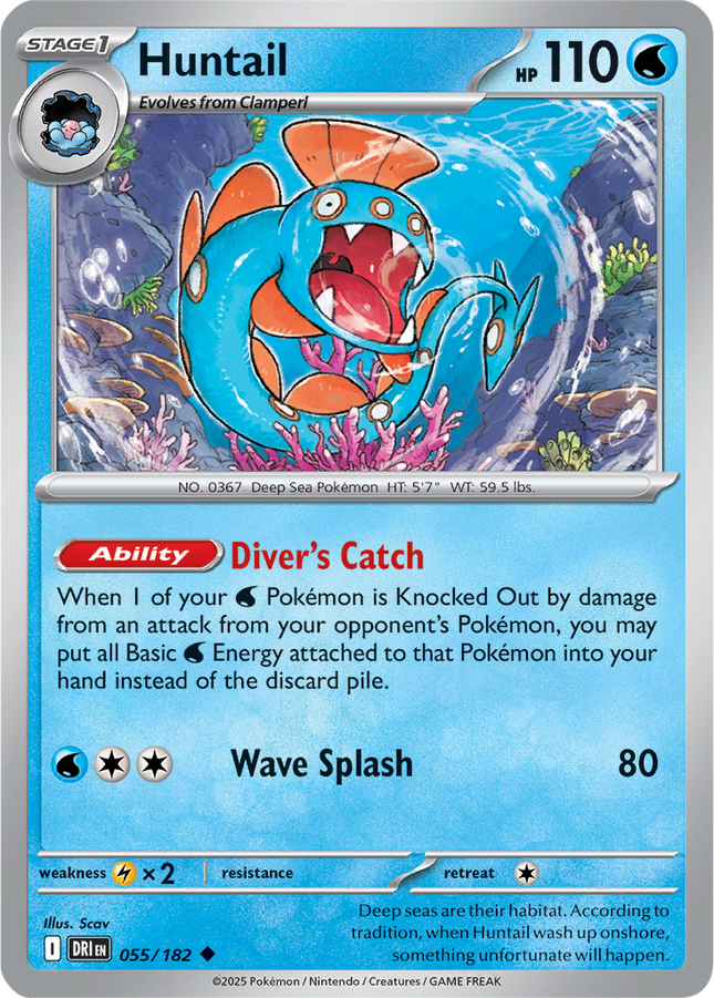 Huntail 055/182 Non-Holo Destined Rivals Pokemon Card