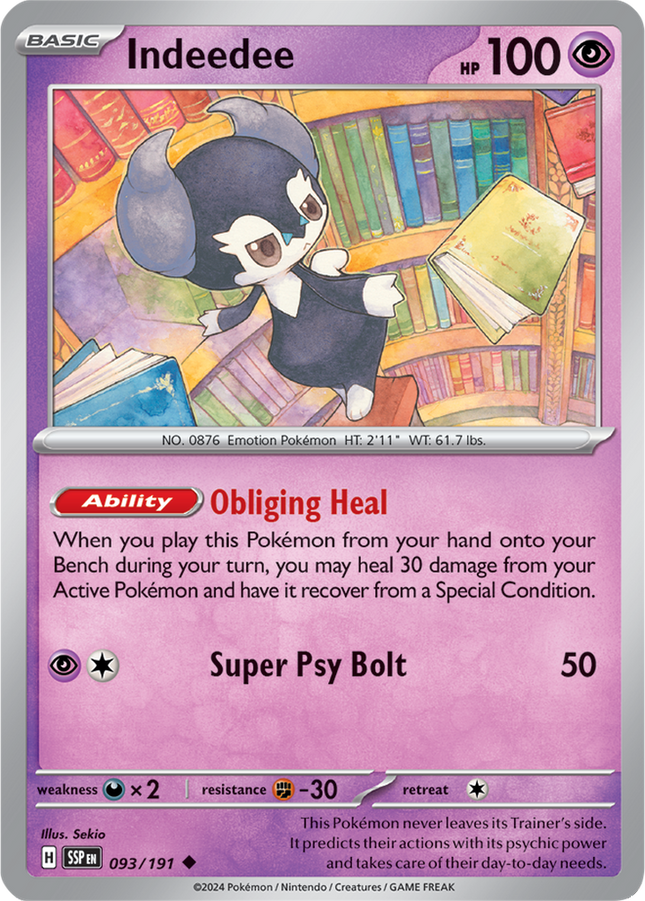 Indeedee 093/191 Non-Holo Surging Sparks Pokemon Card