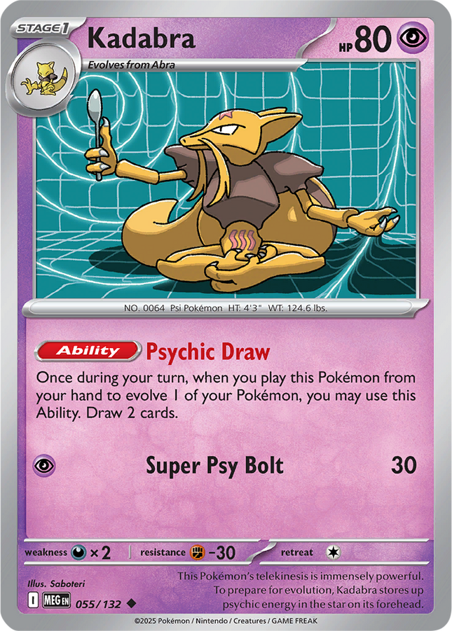 Kadabra 055/132 Reverse Holo Mega Evolution Pokemon Card