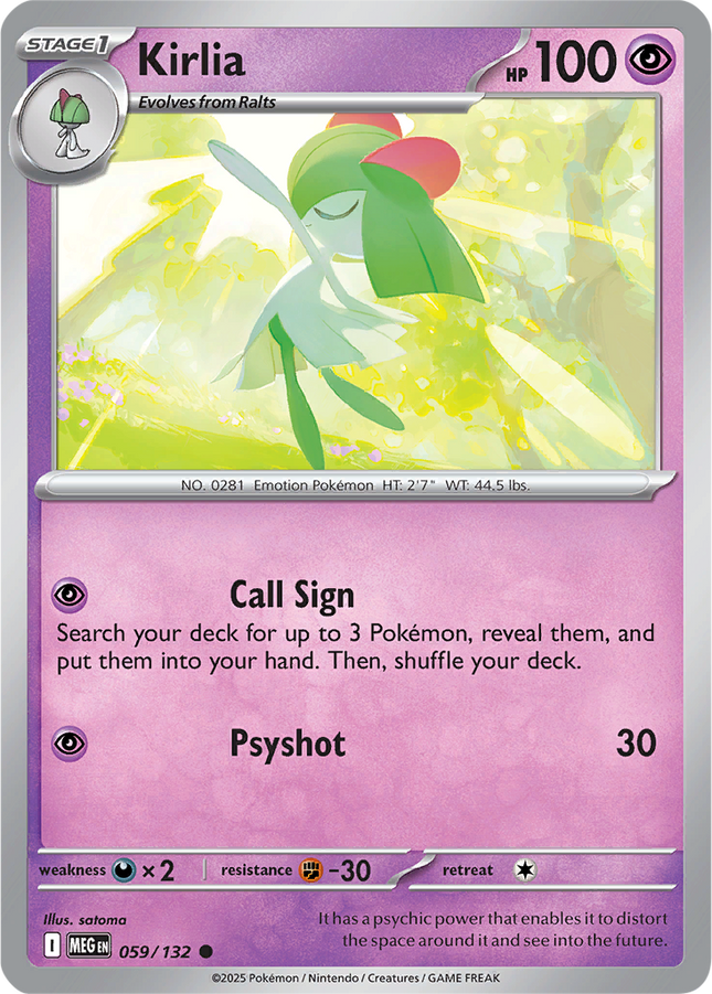 Kirlia 059/132 Non-Holo Mega Evolution Pokemon Card