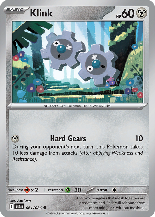 Klink 061/086 Reverse Holo Black Bolt Pokemon Card