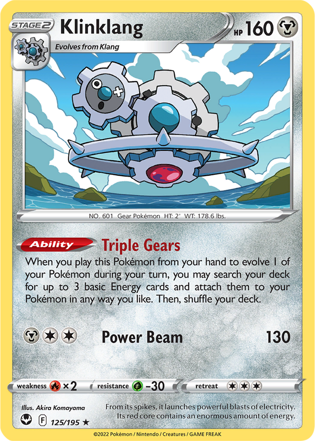 Klinklang 125/195 Reverse Holo Silver Tempest Pokemon Card