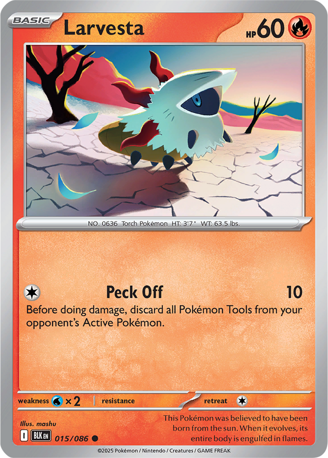Larvesta 015/086 Poké Ball Reverse Holo Black Bolt Pokemon Card