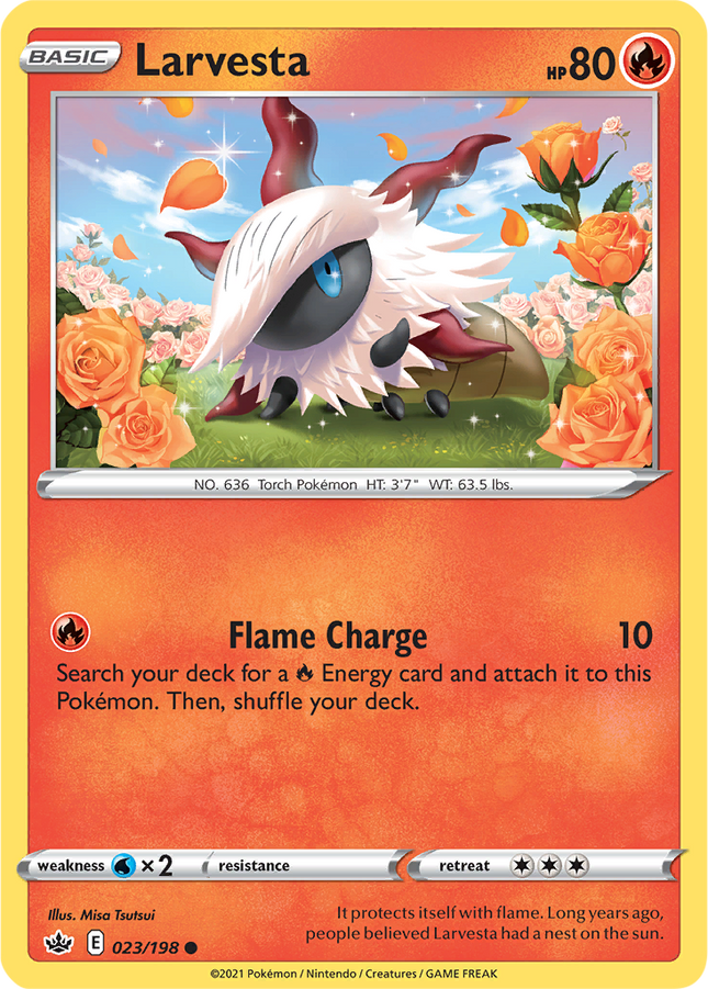 Larvesta 023/198 Reverse Holo Chilling Reign Pokemon Card
