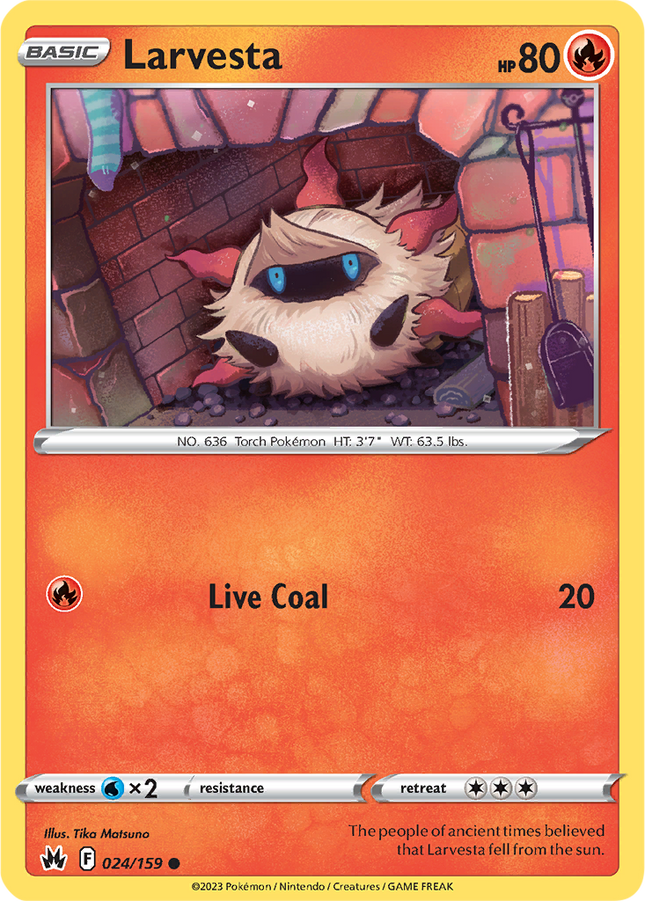 Larvesta 024/159 Reverse Holo Crown Zenith Pokemon Card