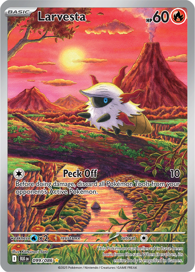 Larvesta 099/086 Illustration Rare Black Bolt Pokemon Card