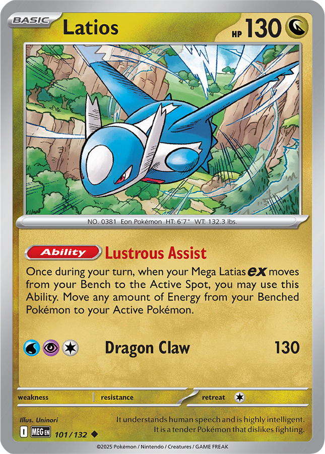 Latios 101/132 Reverse Holo Mega Evolution Pokemon Card