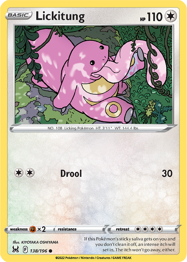 Lickitung 138/196 Reverse Holo Lost Origin Pokemon Card