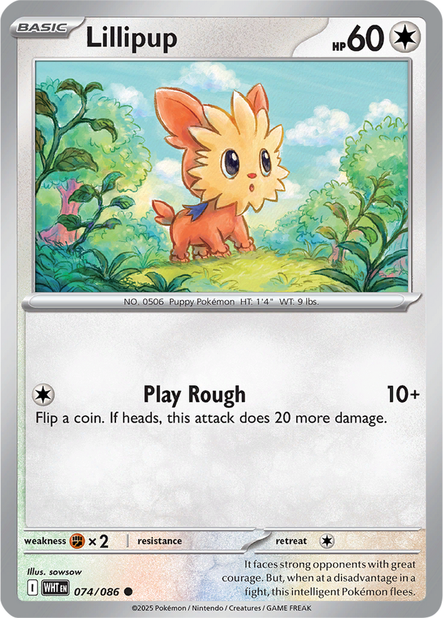 Lillipup 074/086 Poké Ball Reverse Holo White Flare Pokemon Card