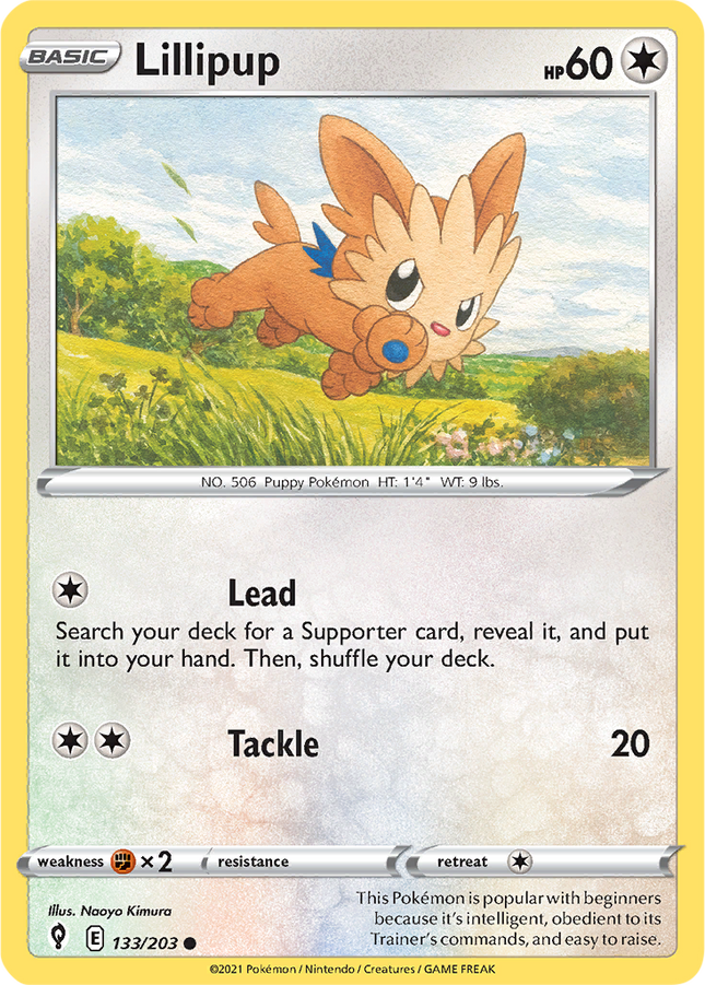 Lillipup 133/203 Reverse Holo Evolving Skies Pokemon Card