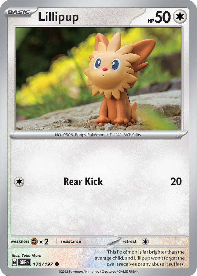 Lillipup 170/197 Reverse Holo Obsidian Flames Pokemon Card