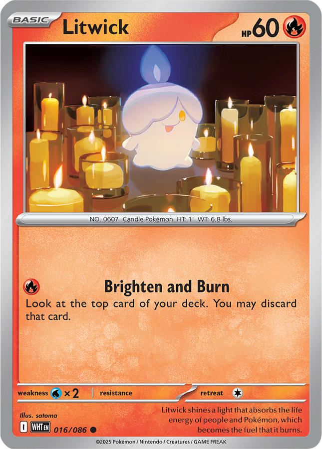 Litwick 016/086 Non-Holo White Flare Pokemon Card