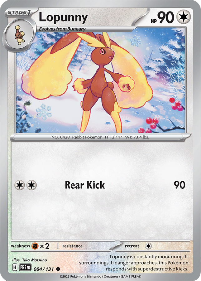 Lopunny 084/131 Poké Ball Reverse Holo Prismatic Evolutions Pokemon Card
