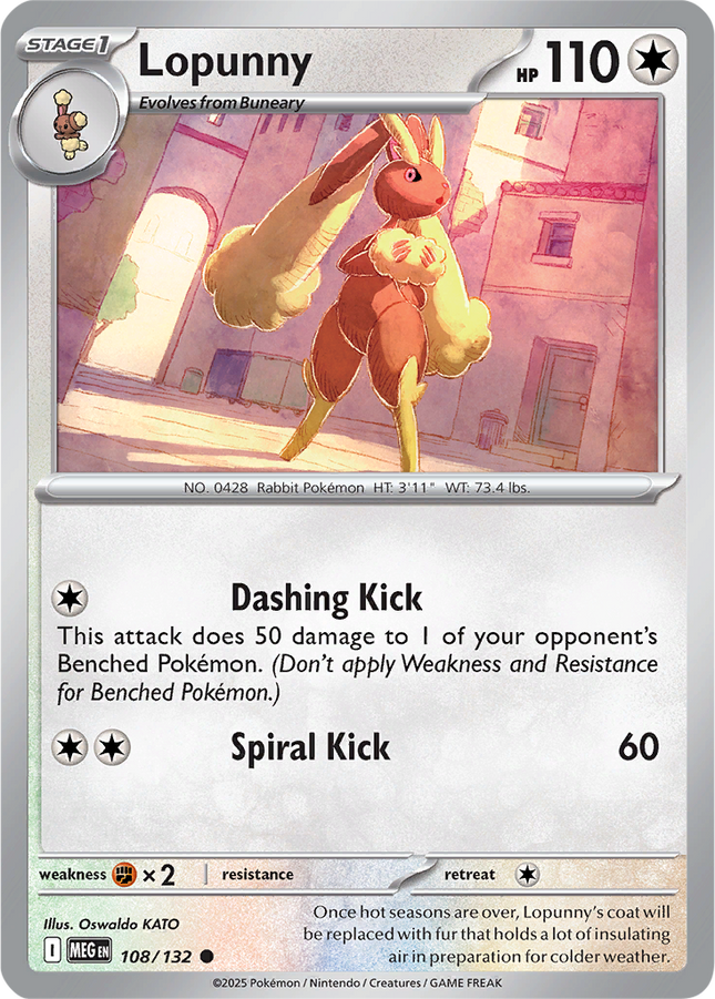 Lopunny 108/132 Reverse Holo Mega Evolution Pokemon Card