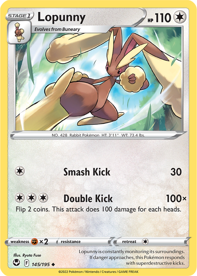 Lopunny 145/195 Non-Holo Silver Tempest Pokemon Card