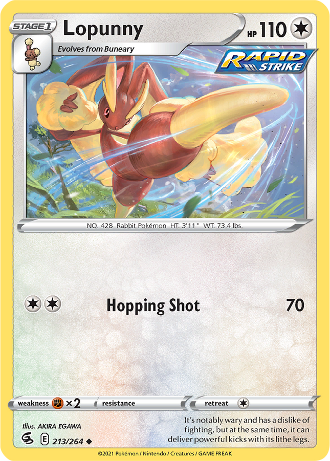 Lopunny 213/264 Non-Holo Fusion Strike Pokemon Card